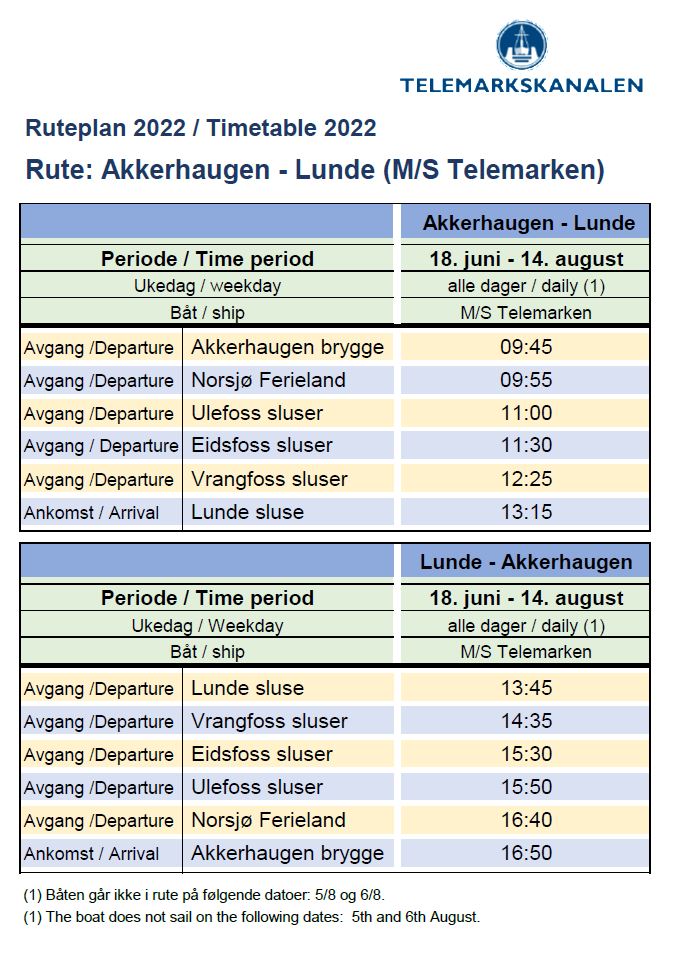 Priser Og Rutetider M/S Telemarken | Book Telemark